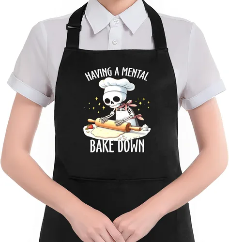Divertido delantal de esqueleto para hornear con bolsillos, para amantes de la repostería, panadero, regalos para hornear mental, impermeable,