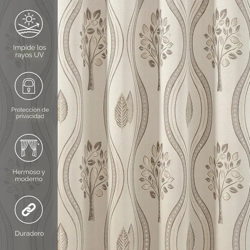 Miniatura 7 de Elegant Comfort Lujoso y hermoso juego de paneles de cortina con cenefa adjunta y respaldo de 54" x 84 pulgadas (juego de 2), beige