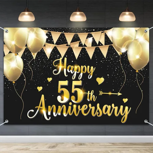 Miniatura 13 de HAMIGAR Fondo de pancarta de feliz 15 aniversario de 6 x 4 pies, 15 decoraciones de aniversario de boda, suministros para fiestas, color negro