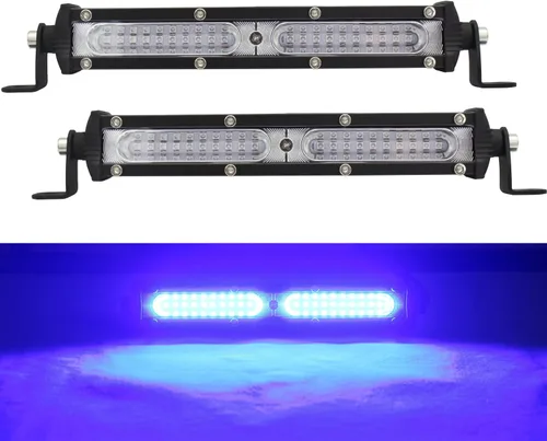Barra de luces antiniebla LED azul ultra delgada de una sola fila para conducción todoterreno, 2 unidades, 7 pulgadas, impermeables, luces de