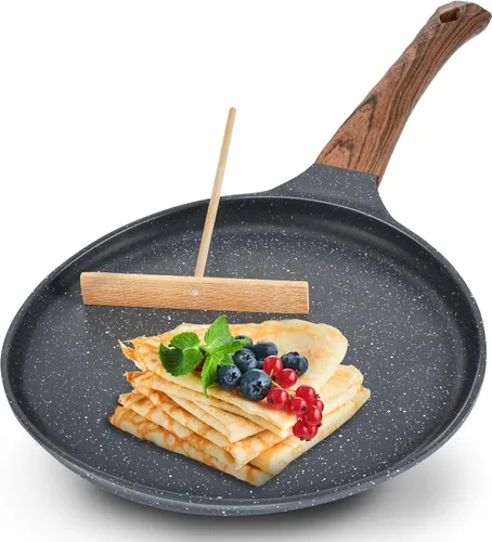 Miniatura 9 de AOSION Sartén antiadherente para crepas de 11 pulgadas, sartén para crepé de cerámica, sartén para tortillas para panqueques, tortillas, huevos