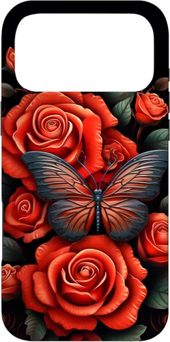Miniatura 22 de Cute Butterfly Red Floral Flower Butterfly Rose Case for iPhone 17