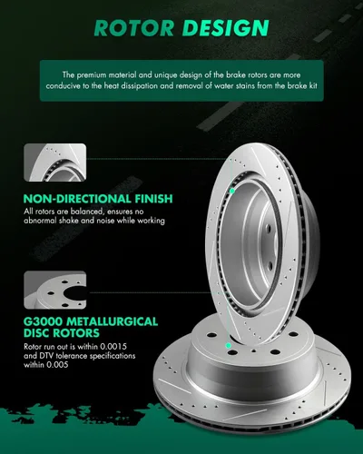 Miniatura 7 de SCITOO Rotores de disco ventilados traseros de 13.57 pulgadas (13.571 in) + pastillas de freno de cerámica para Cadillac Escalade ESV/EXT