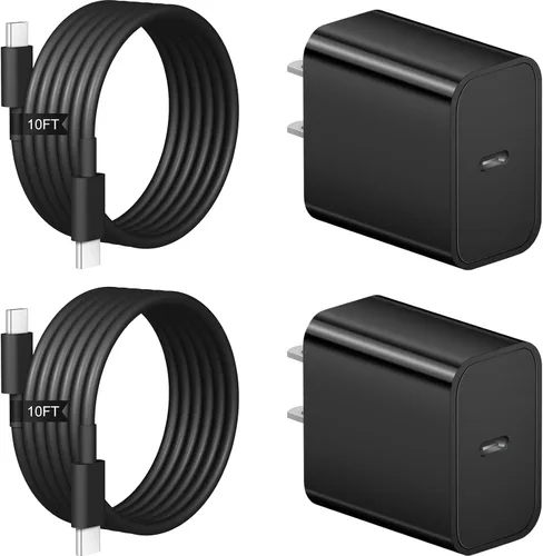Miniatura 11 de Cargador de carga rápida para iPhone 17, 16, 15, paquete de 2+2 cargadores de pared USB C de 20 W con cable de carga rápida de 6 pies compatible