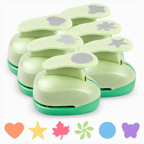 UCEC Punzones de papel para manualidades, perforadora de manualidades de 1 pulgada, 6 piezas de perforadores para manualidades de papel, corazón,