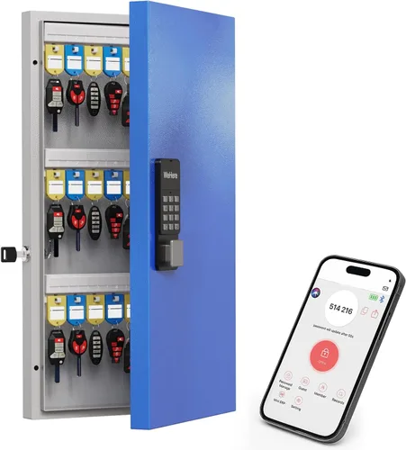 Miniatura 7 de WeHere Caja de bloqueo inteligente de 72 teclas para montaje en pared, gabinete de llaves comercial con aplicación, teclado, Bluetooth y desbloqueo
