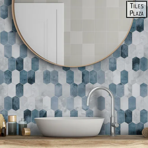 Miniatura 7 de The Tiles Plaza Protector Contra Salpicaduras de 10 Hojas para Despegar y Pegar, 12" x 11.5" Azulejo Autoadhesivo de Pared Hexagonal Largo