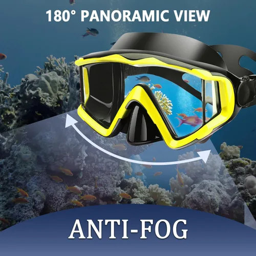 Miniatura 5 de Máscara de buceo Anti-niebla Natación Snorkel máscara adecuada para adultos Buceo Natación Snorkel Gafas Máscaras Amarillo Negro