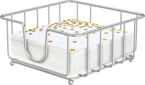 Miniatura 13 de Paquete de 2 servilleteros para mesa, servilleteros para servilletas de papel, servilleteros de metal plano negro para cocina y mesa de comedor