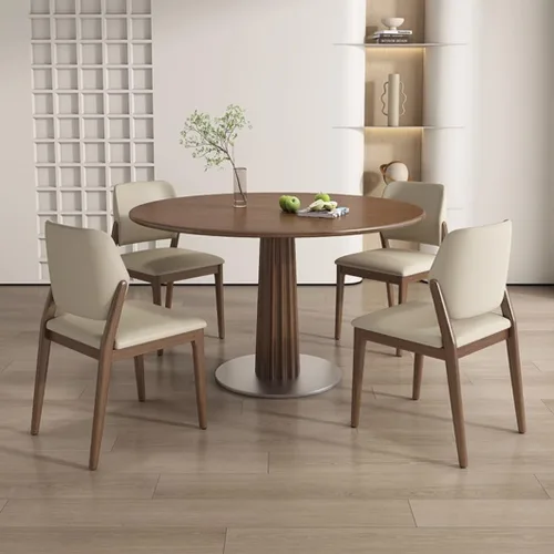 Miniatura 2 de YVYKFZD Wooden Dining Chairs Set, Leather Dining Room Chair, Upholstered Kitchen Chairs with Curved Backrest, Armless Living Room Chair, for Bedroom