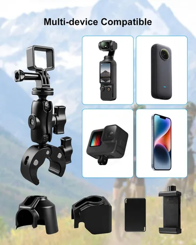 Miniatura 3 de Kit de soportes para manillar de abrazadera de cámara de bicicleta, cubierta protectora de cámara para parasol de lente compatible con DJI Osmo