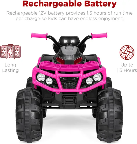 Miniatura 5 de Best Choice Products ATV Eléctrico Montable de 12V para Niños, Juguete de Carro Cuatriciclo de 4 Ruedas con Audio Bluetooth, Velocidad Máxima