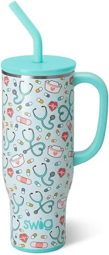 Miniatura 22 de Swig Life - Taza Mega de 40 onzas, Taza de 40 oz con asa y pajita, apta para portavasos, apta para lavavajillas, taza aislante extra grande