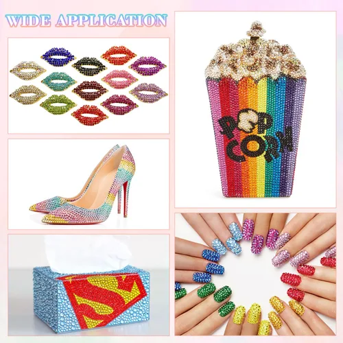 Miniatura 6 de 24000 piezas de diamantes de imitación de resina para embellecer con pegamento para joyería B7000, diamantes de imitación multicolor de 3 mm