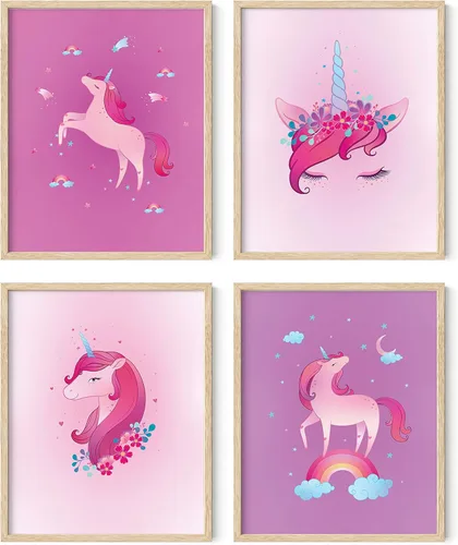 Miniatura 12 de Haus and Hues - Impresiones artísticas de unicornio, juego de 4 pinturas para decoración de pared y pop, póster para habitaciones de adolescentes