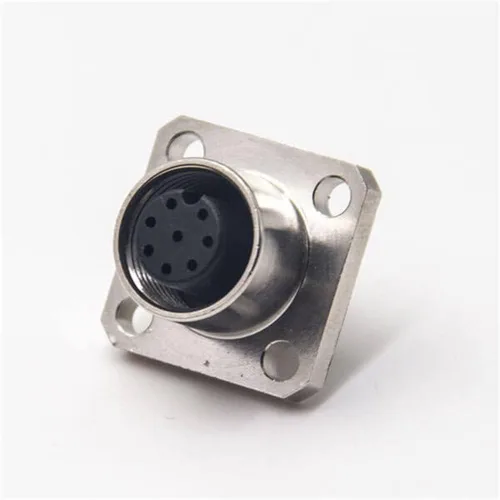 Miniatura 4 de Elecbee M12 conector hembra 8 Pin Socket 4 agujero brida montaje soldadura taza para cable