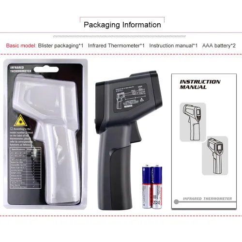 Miniatura 9 de Pistola de termómetro IR con batería láser termómetro pistola de temperatura para uso doméstico -58.0-1,022.0 °F/-58-1022 ℉ Ideal para cocinar