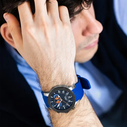 Miniatura 44 de MULCO Relojes para hombre - Creek, caja de acero inoxidable con correa de silicona para la muñeca, movimiento multifuncional de cuarzo, pantalla