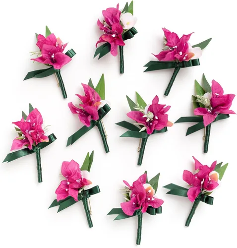 Miniatura 16 de Ling's Moment Boutonniere para Hombre, juego de 10 ramilletes para invitados, flores artificiales para decoración de boda/baile/regreso a casa, etc.