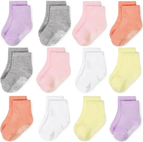 Miniatura 11 de GRPSKCOS Calcetines Antideslizantes para Bebés 12 Pares Calcetines Antideslizantes para Niños Pequeños de 0-7 Años Infantes Niños Pequeños Niños