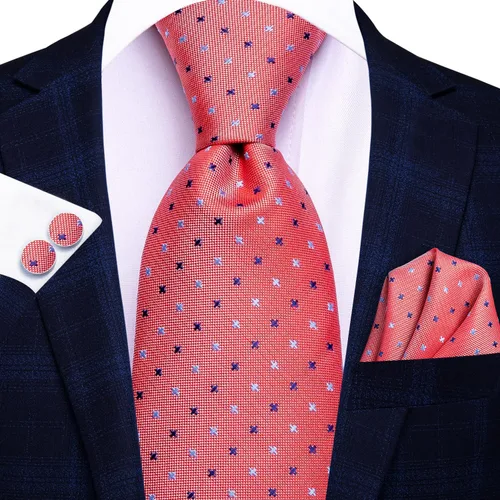 Miniatura 157 de Hi-Tie Corbata clásica de cachemira para hombre con pañuelo y gemelos a cuadros