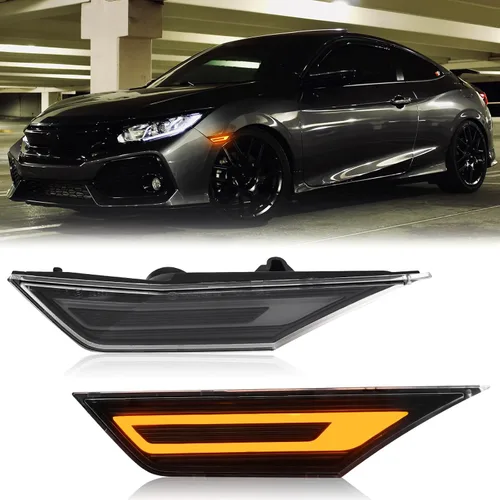 Luces Marcadoras Laterales Para Civic de 10ª Generación 2016-2021– Luces de Guardabarros Ámbar de Repuesto para Hond'a Civic Sedan Coupe Hatchback