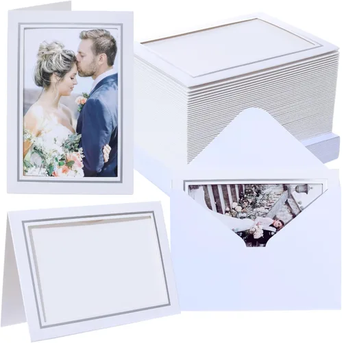 Miniatura 13 de 100 unidades de tarjetas con marco de fotos y sobres de 4x6 pulgadas, tarjetas de papel con notas, tarjetero de fotos para decoraciones de Navidad