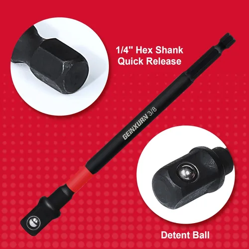 Miniatura 3 de Geinxurn Juego de adaptadores de enchufe de impacto de 6 piezas, punta cuadrada de 1/4 de pulgada, juego de broca de extensión de 6 pulgadas, adapta
