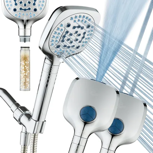 AquaCare 4X - Cabezal de ducha filtrado de alta presión de 10 modos de pulverización - Cabezal de ducha de mano que filtra cloro para curar la piel
