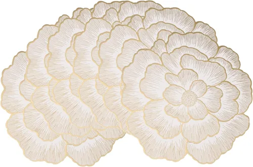 Miniatura 11 de pigchcy Juego de 4 manteles individuales dorados de 15 pulgadas, lavables para interiores y exteriores, impermeables, antideslizantes, para fiestas