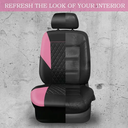Miniatura 5 de CAR PASS Fundas de Asiento de Cuero Rosa, Funda de Asiento para Coche con Acolchado Gracioso y Bonito con 5mm de Esponja Compuesta
