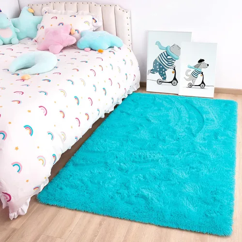 Miniatura 37 de Noahas - Alfombras mullidas de 4 x 6 pies para dormitorio y sala de estar, alfombra gruesa y peluda de color gris, alfombra de suelo antideslizante