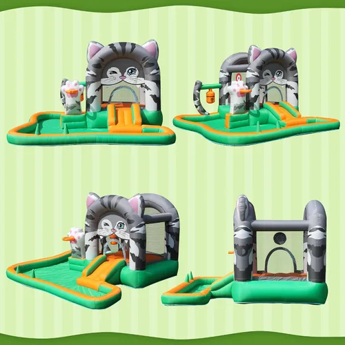 Miniatura 4 de INFLATEFLY Casa inflable de rebote para niños, castillo hinchable con tobogán y soplador, piscina de bolas, aro de baloncesto, juego de dardos
