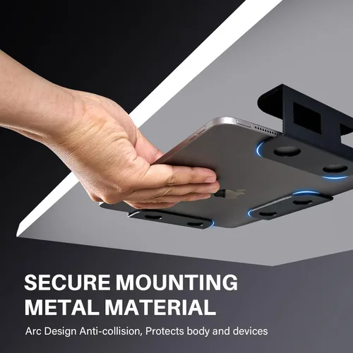 Miniatura 2 de BYMECOST Soporte de almacenamiento para portátil debajo del escritorio, soporte de metal para dispositivos bajo el escritorio, para dispositivos
