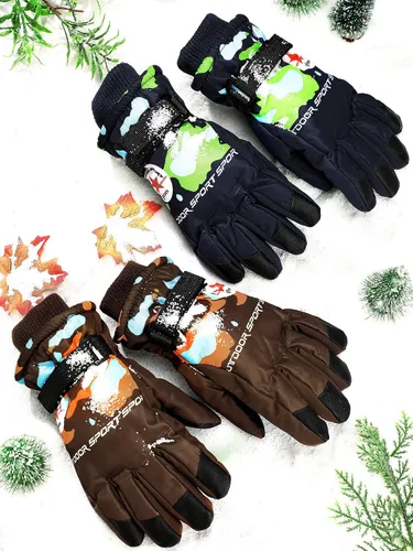 Miniatura 7 de 2 pares de guantes de invierno para niños, guantes de esquí impermeables para niños y niñas, guantes de nieve, accesorio cálido para esquí, patinaje