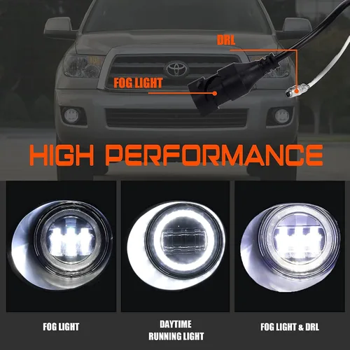 Miniatura 3 de DRFG Luces antiniebla LED con luces diurnas Compatibles para Toyota Tundra 2007 2008 2009 2010 2011 2012 2013, Conjunto de luces antiniebla Sequoia