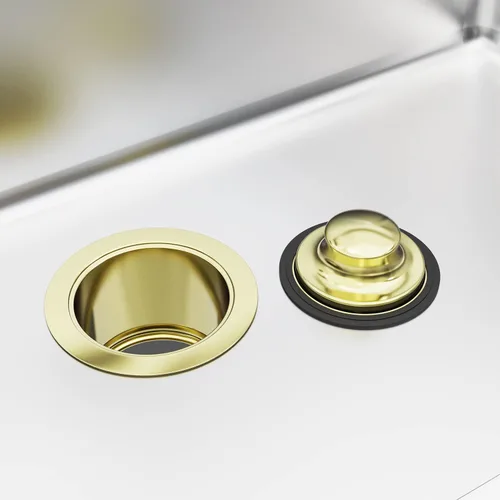 Miniatura 7 de BOTEMY B9179 Brida extendida de eliminación de basura para fregadero profundo de cocina de acero inoxidable para agujero de drenaje estándar de Oro