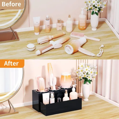 Miniatura 6 de NIUBEE Organizador de herramientas para el cabello, secadora de pelo acrílica y soporte para peinado, organizador de secadora de baño para encimera