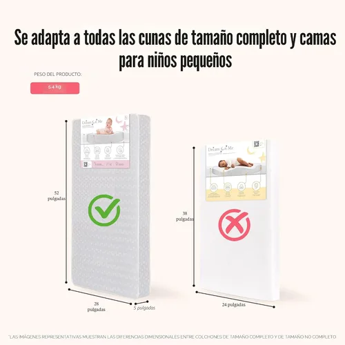 Miniatura 3 de Dream On Me Little Lullaby - Colchón 2 en 1 para cuna, de doble cara para bebés y niños pequeños, funda impermeable, certificado GREENGUARD Gold, se