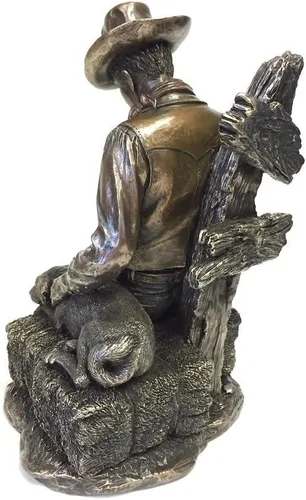 Miniatura 3 de Escultura de estatua de siesta de vaquero y perro de WU