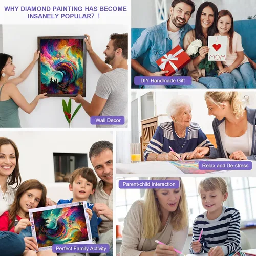 Miniatura 7 de Kits de Arte de Diamantes DIY para Adultos - Juego Completo de Pintura de Diamantes 5D con Detalles Completos de Nubes Auspiciosas y Coloridas
