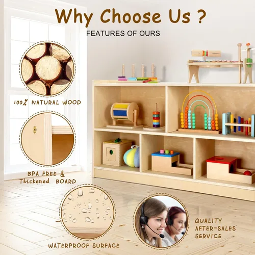 Miniatura 4 de WINGYZ Gabinete de almacenamiento de madera, estantería Montessori de 5 secciones, organizador de almacenamiento de juguetes para niños, estante