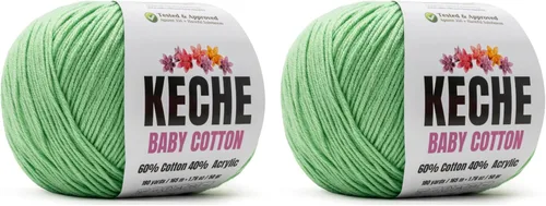 Miniatura 68 de Keche Hilo de algodón, 60% algodón, 40% hilo acrílico, hilo de algodón suave para crochet y tejer, hilo amigurumi, 1 madeja/bola, 1.76 onzas (50g)