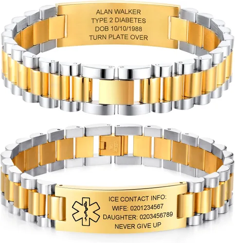Miniatura 13 de Gamtic Pulsera personalizada de alerta médica personalizable, pulsera de identificación de emergencia, estilo pulsera, pulseras de alerta grabadas