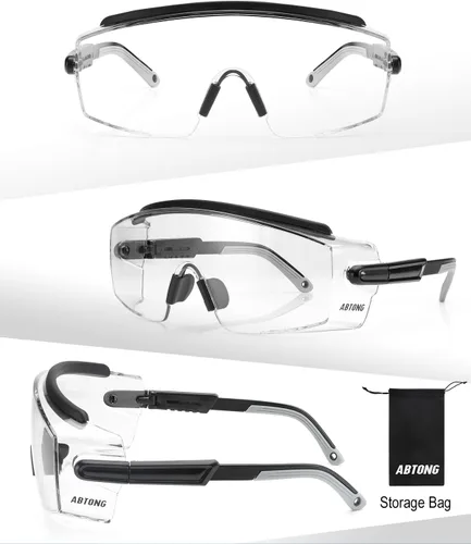 Miniatura 7 de Gafas de Seguridad Sobre Anteojos — Gafas de Seguridad Certificadas ANSI Z87.1 con Lentes Envolventes Transparentes UV380 Antivaho y Antirrayaduras
