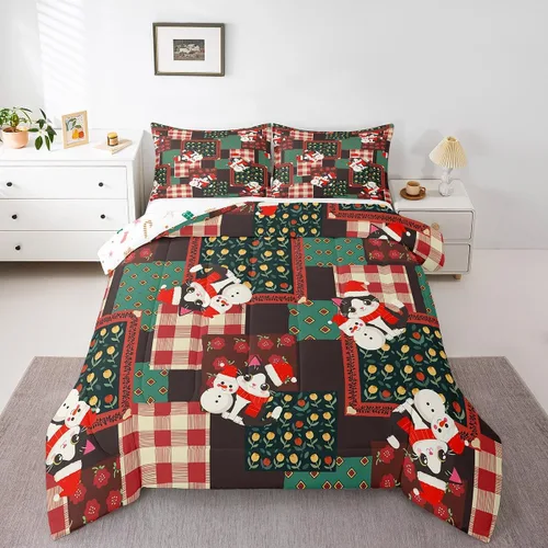 Miniatura 20 de Erosebridal Juego de edredón con gorro de Navidad, calcetines de Navidad, regalo de Navidad, decoración de ropa de cama, relleno de edredón de Feliz