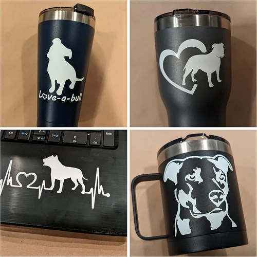 Miniatura 2 de Paquete de 4 calcomanías de Pitbull: Love-a-Bull, latido del corazón de Pitbull, corazón de American Pit Bull Terrier, calcomanías detalladas