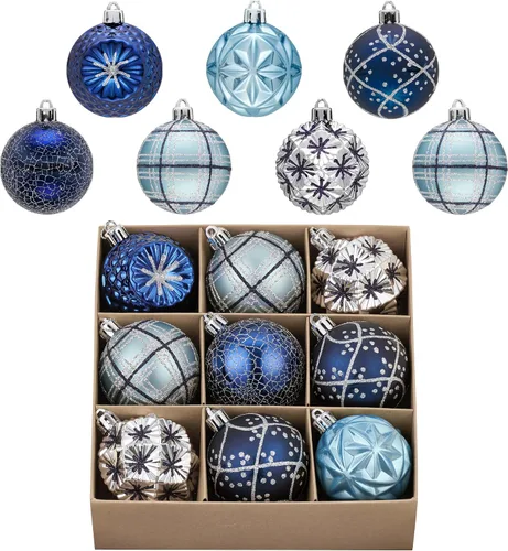 Miniatura 7 de Valery Madelyn Adornos para árboles de Navidad, 9 unidades, 2.36 pulgadas, negro y dorado, irrompibles, adornos de bola colgante de lujo