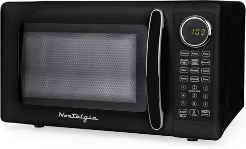 Miniatura 26 de Nostalgia Horno microondas retro compacto para encimera, 0.7 pies cúbicos, 700 vatios con pantalla digital LED, bloqueo para niños, interior fácil
