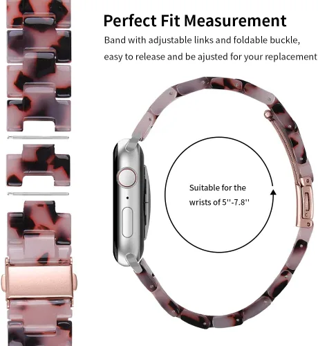 Miniatura 4 de Correas de resina compatibles con Apple Watch de 1.496 in 1.575 in 1.614 in 1.654 in 1.732 in 1.772 in 1.929 in, correa de resina ligera de repuesto